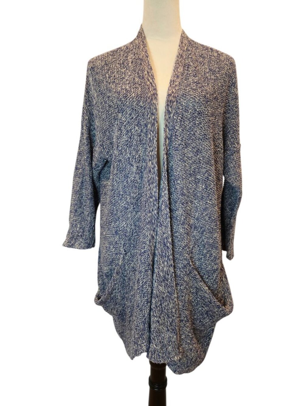 ANTROPOLOGIE SPARROW Open Cardigan Blue Marled 100% Hemp Oversized Duster